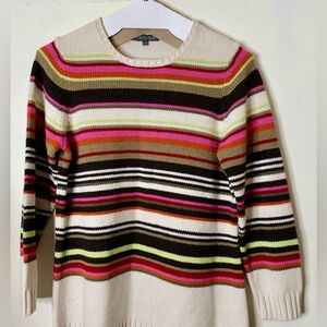 Addition Elle Sweater Top Woman Size X Colorful Striped Pullover Dolman SleevesO